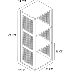 Rangement modulable cannage et bois Bali 3 cases