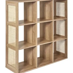Rangement modulable cannage et bois Bali 9 cases