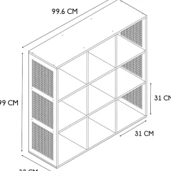 Rangement modulable cannage et bois Bali 9 cases