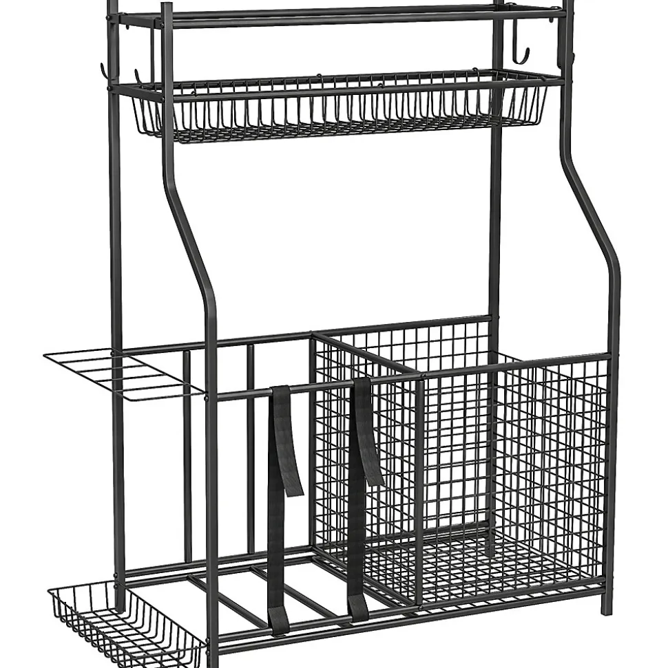 Rangement pour équipements sportifs - support de rangement pour ballon - multi-rangement - métal noir