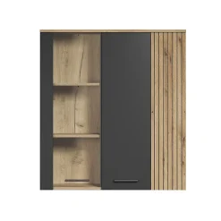 Rangement vitré suspendu, 2 portes dont une avec verre trempé L90 cm - Esteban