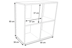 Rayonnage Loni 2x2 gris 1 pc 80x80 cm