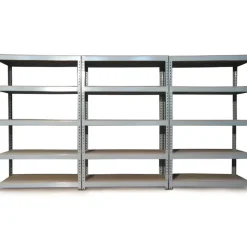 Rayonnage Q-Rax en Acier Sans Boulons Gris - 120cm x 182,5cm x 50cm