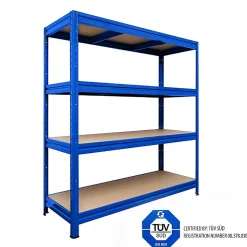Rayonnage Étagère charge lourde Tôle d'acier 4 Étages Bleu 200 x 180 x 60 cm, Capacité de charge jusqu'à 1500 kg