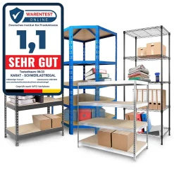 Rayonnage Étagère charge lourde Tôle d'acier 4 Étages Bleu-orange 160 x 150 x 80 cm, Charge Max 1600 kg - Floordirekt