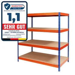 Rayonnage Étagère charge lourde Tôle d'acier 4 Étages Bleu-orange 160 x 150 x 80 cm, Charge Max 1600 kg - Floordirekt