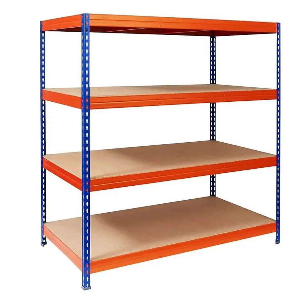 Rayonnage Étagère charge lourde Tôle d'acier 4 Étages Bleu-orange 200 x 150 x 60 cm, Capacité de charge jusqu'à 1500 kg