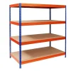Rayonnage Étagère charge lourde Tôle d'acier 4 Étages Bleu-orange 200 x 180 x 60 cm, Capacité de charge jusqu'à 1500 kg