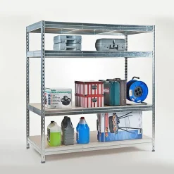 Rayonnage Étagère charge lourde Tôle d'acier 4 Étages Galvanisé 200 x 150 x 60 cm, Capacité de charge jusqu'à 1500 kg