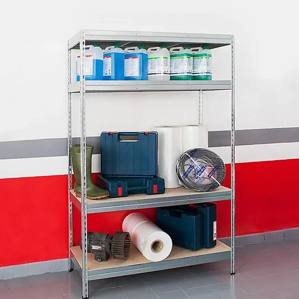 Rayonnage Étagère charge lourde Tôle d'acier 4 Étages Galvanisé 200 x 150 x 60 cm, Capacité de charge jusqu'à 1500 kg