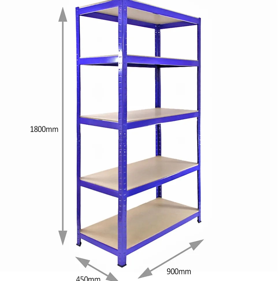 Rayonnage T-Rax en Acier Sans Boulons Bleu 90cm x 45cm x 180cm