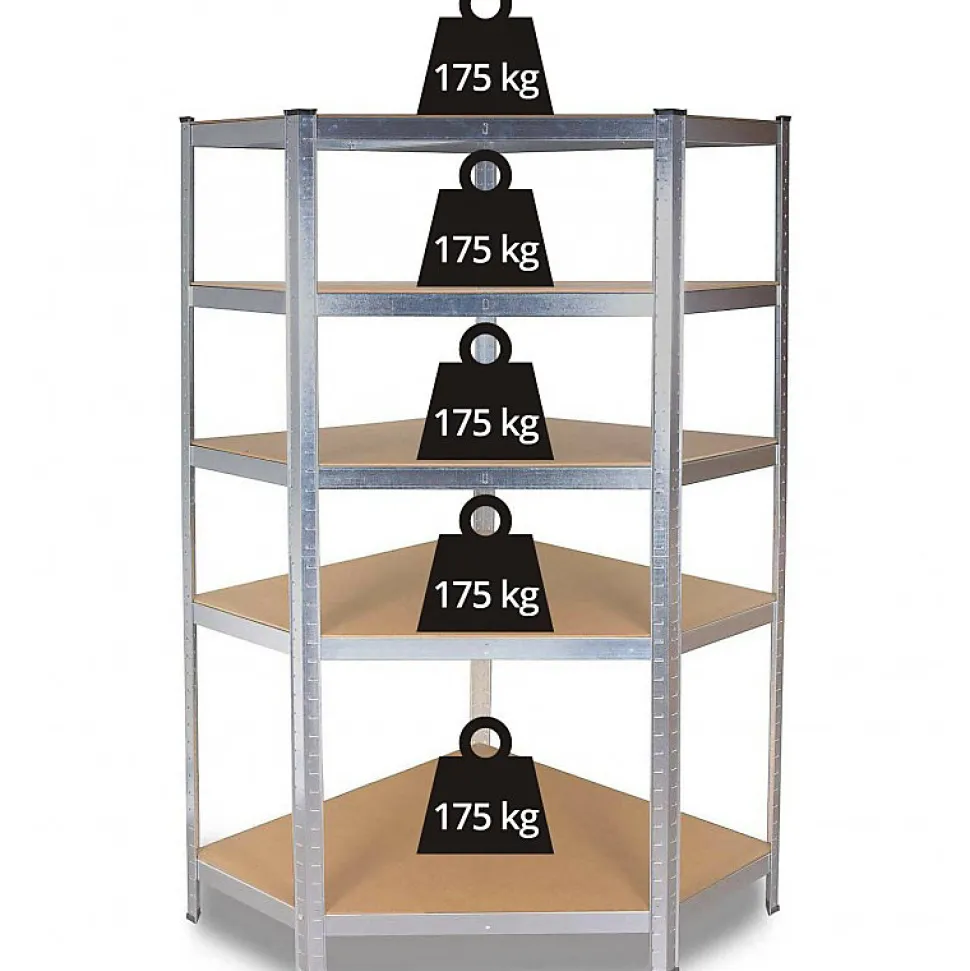 REGIO - Rayonnage d'angle industriel en métal - 90x30x180 - 5 étagères - Rayonnage de stockage