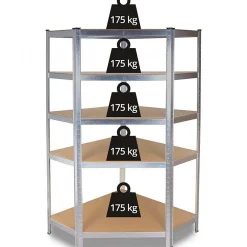 REGIO - Rayonnage d'angle industriel en métal - 90x40x180 - 5 étagères - Rayonnage de stockage