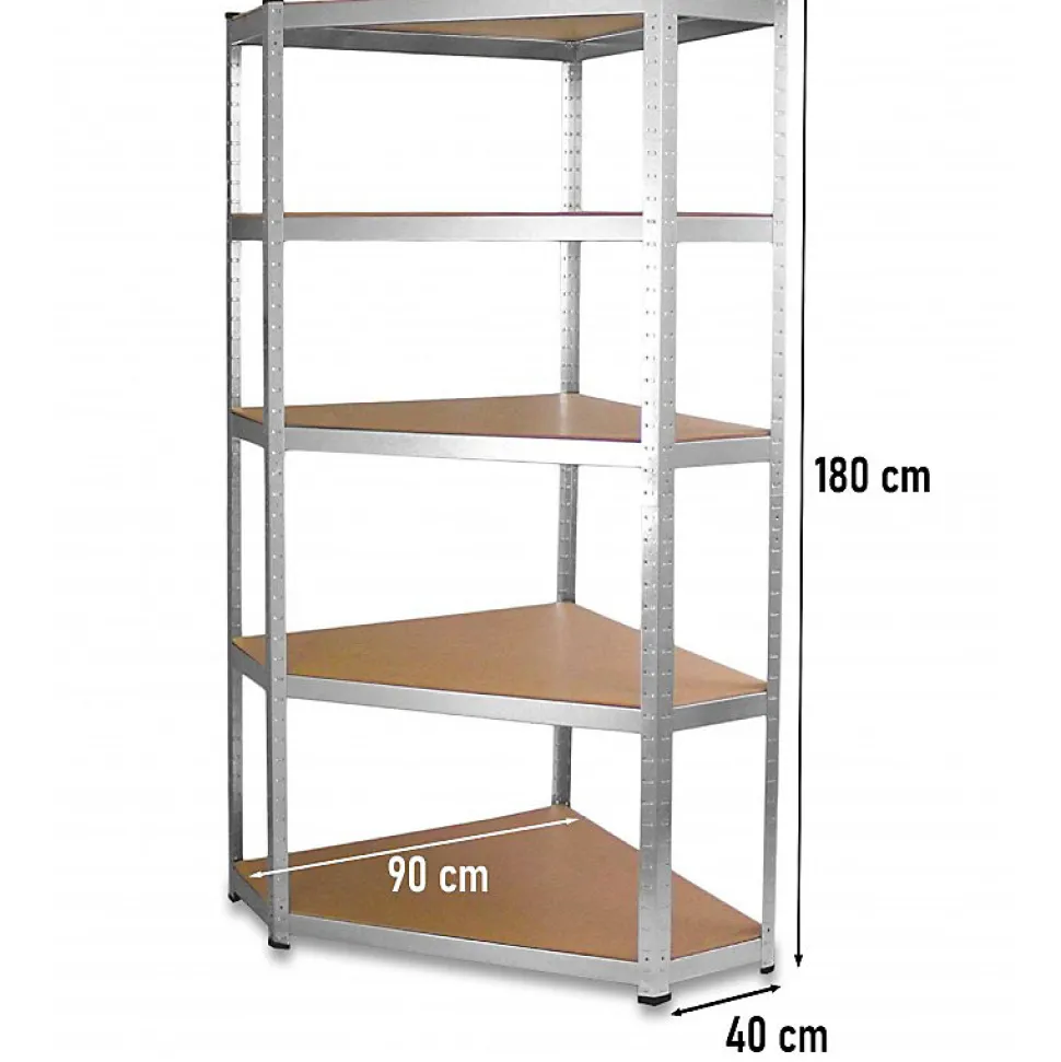 REGIO - Rayonnage d'angle industriel en métal - 90x40x180 - 5 étagères - Rayonnage de stockage