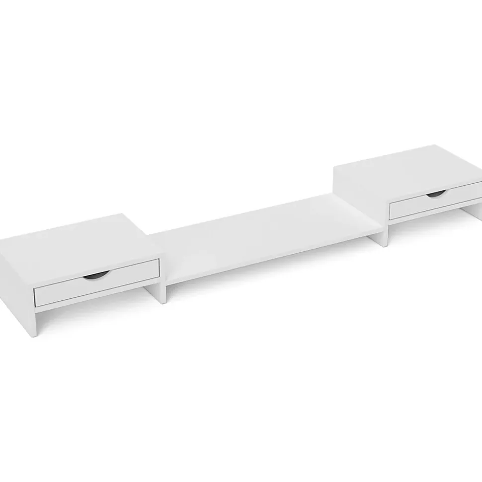 Rehausseur écran - support écran d'ordinateur - longueur, angle réglables - blanc