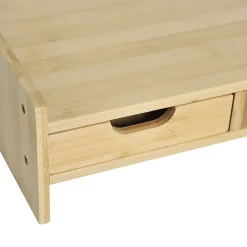 Réhausseur écran - support de moniteur - tiroir, niche - bois de bambou verni