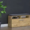 RIVI - Armoire à chaussures avec siège et rangement - 6 étagères - 46x85x35 cm - Chêne Artisan