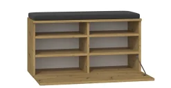 RIVI - Armoire à chaussures avec siège et rangement - 6 étagères - 46x85x35 cm - Chêne Artisan