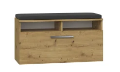 RIVI - Armoire à chaussures avec siège et rangement - 6 étagères - 46x85x35 cm - Chêne Artisan