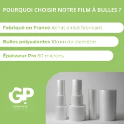 ROULEAU FILM À BULLES / PAPIER BULLE 50 cm x 100 m