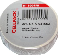 Rouleau ruban adhésif 10m x 15mm - Blanc - CellPack