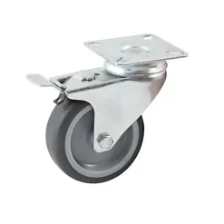 Roulette diamètre 50mm hauteur 72mm caoutchouc gris platine pivotant - AVL - 557950H