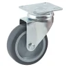 Roulette diamètre 50mm hauteur 72mm caoutchouc gris platine pivotant + frein - AVL - 557850H