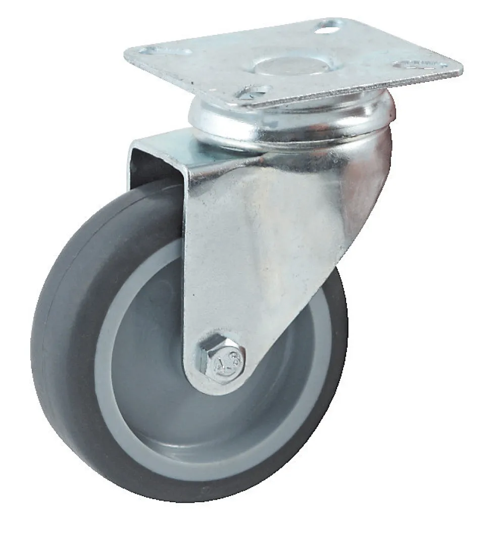Roulette diamètre 50mm hauteur 72mm caoutchouc gris platine pivotant + frein - AVL - 557850H