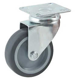 Roulette diamètre 75mm hauteur 100mm caoutchouc gris platine pivotant + frein - AVL - 557875H