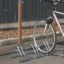 Râtelier au sol pour rangement de 3 vélos L. 72 cm acier