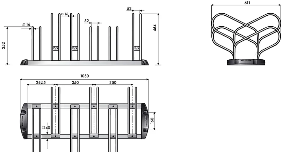 Râtelier porte vélos premium à 6 places opposées, Lot de 18
