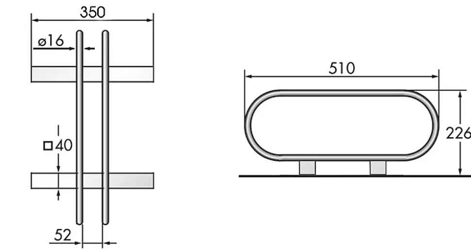 Râtelier velos premium 1 places SANS PLATINE. Lot de 20 pièces.