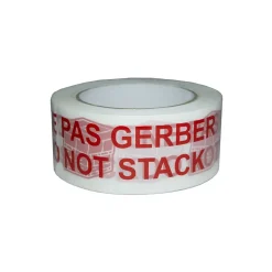 Ruban adhésif d'emballage 28mic blanc imprimé "NE PAS GERBER" en rouge - rouleau adhésif d'expédition 50 mm x 100 m - Carton de 36