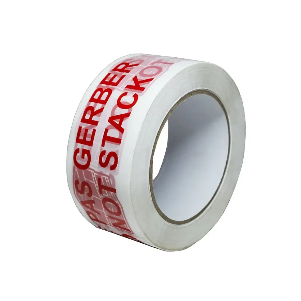 Ruban adhésif d'emballage 28mic blanc imprimé "NE PAS GERBER" en rouge - rouleau adhésif d'expédition 50 mm x 100 m