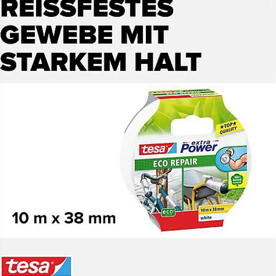 Ruban adhésif toile9 Tesa Extra Power ECOLOGO 56431-00001-00 blanc 10 m x 38 mm