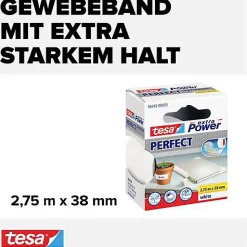 Ruban adhésif toile tesa Extra Power 38 mm x 2,75 m blanc modèle 56343-00035-03