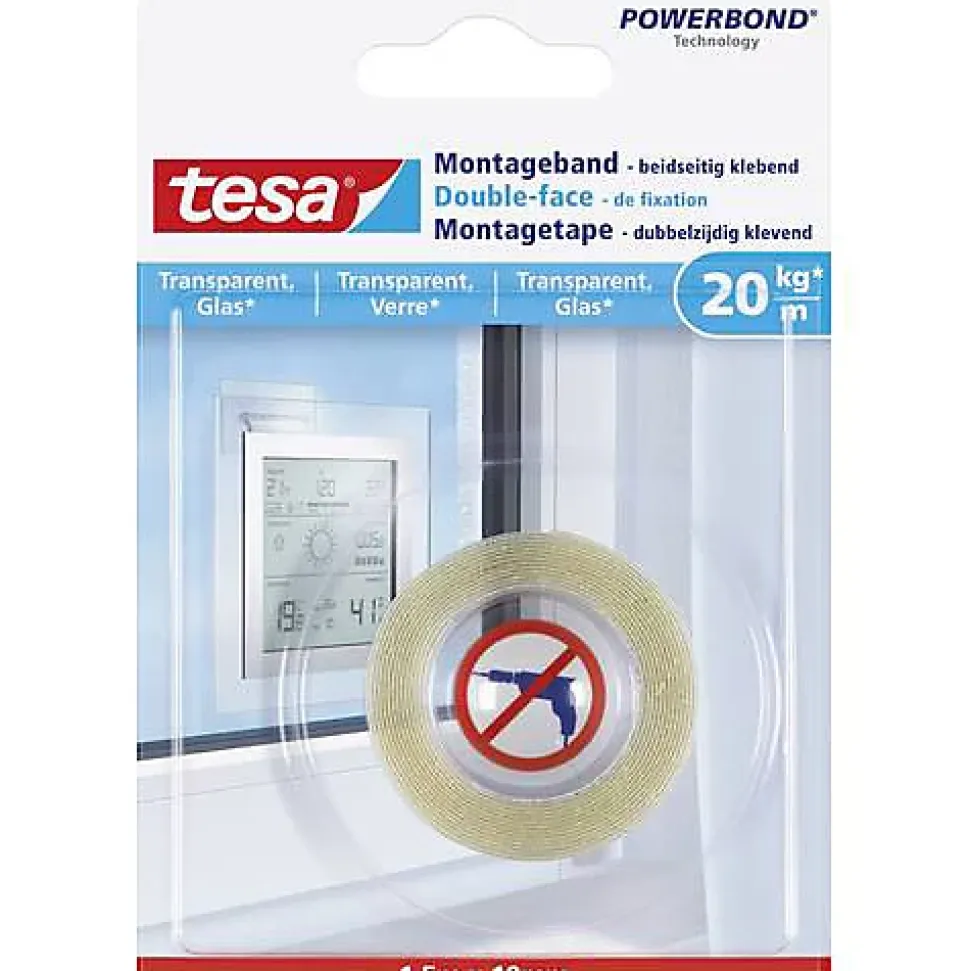 Ruban de montage tesa GLASS 77740-00000-00 Powerbond transparent 1,5 m x 19 mm