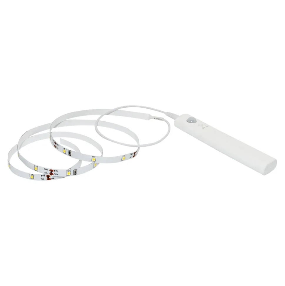 Ruban lumineux à piles à détection Lacerda LED intégrée blanc neutre IP20 130lm 2W L.100cm blanc GoodHome