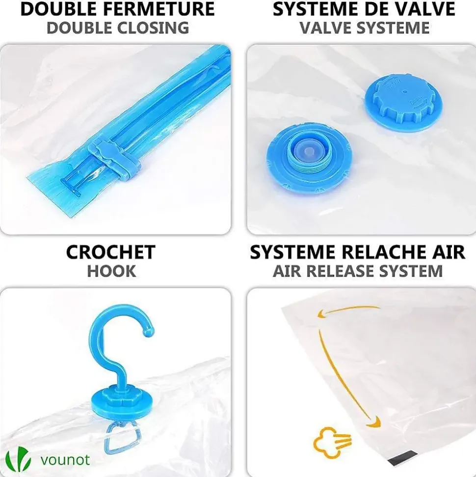 Sac de rangement sous vide aspirateur Lot de 22 pcs VOUNOT