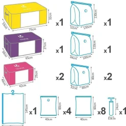 Sac de rangement sous vide aspirateur Lot de 22 pcs VOUNOT