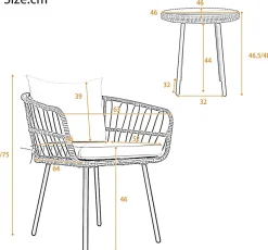 Salon de Jardin 5 Pièces, 2 Chaises, 2 Tabourets, Mobilier Extérieur pour Cours, Terrasses, Balcons, Bords Piscine, Naturel
