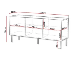 Salvador - buffet bas - effet bois - 3 portes - 150 cm - Best Mobilier
