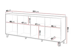 Sanna - buffet bas - 4 portes - 200 cm - Best Mobilier