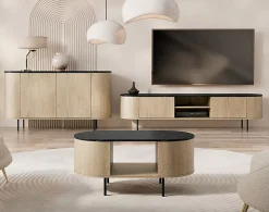 Sansa - buffet bas 139 cm - 2 portes et 1 étagère - plateau effet marbre - Best Mobilier