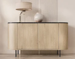 Sansa - buffet bas 139 cm - 2 portes et 1 étagère - plateau effet marbre - Best Mobilier