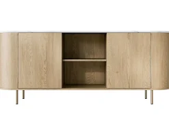 Sansa - buffet bas 184 cm - 2 portes, 2 niches et 2 étagères - plateau effet marbre - Best Mobilier