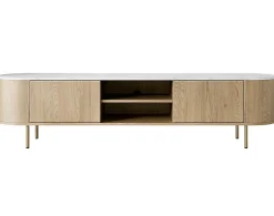 Sansa - meuble tv 184 cm - 2 portes et 2 niches - plateau effet marbre - Best Mobilier