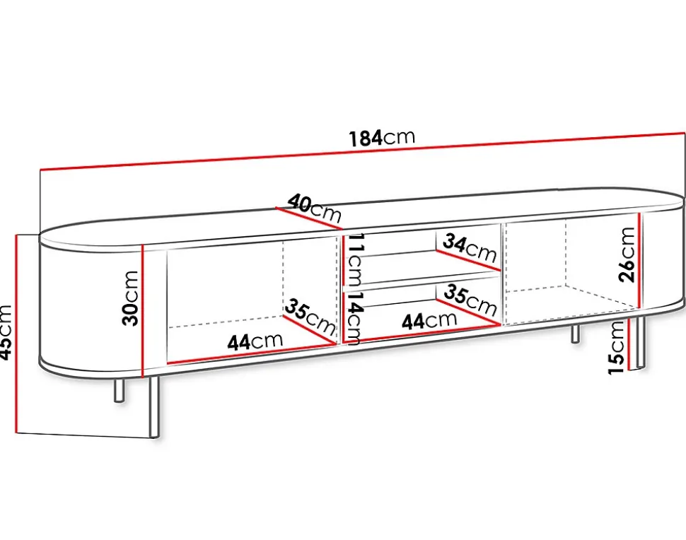 Sansa - meuble tv 184 cm - 2 portes et 2 niches - plateau effet marbre - Best Mobilier
