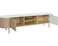 Sansa - meuble tv 184 cm - 2 portes et 2 niches - plateau effet marbre - Best Mobilier