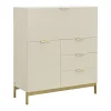 Secrétaire avec 2 porte et 3 tiroirs - MDF et métal - Beige - ERWIN